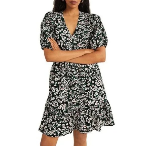 Boden Floral Puff Sleeve Tiered Ruffle Boho Dress Size 6 NWT - Picture 3 of 16